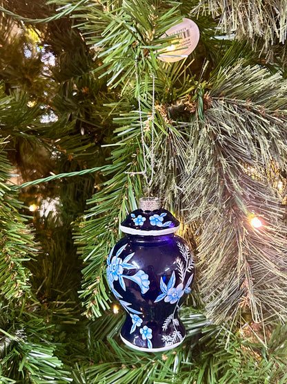 4.5 Inch Glass Floral Urn Ornament Two Styles