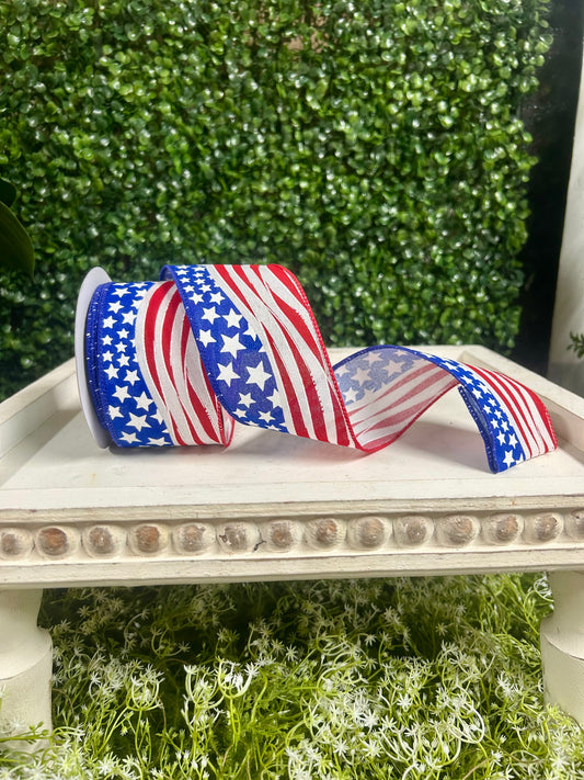 2.5 Inch By 10 Yard Wavy Flag Ribbon