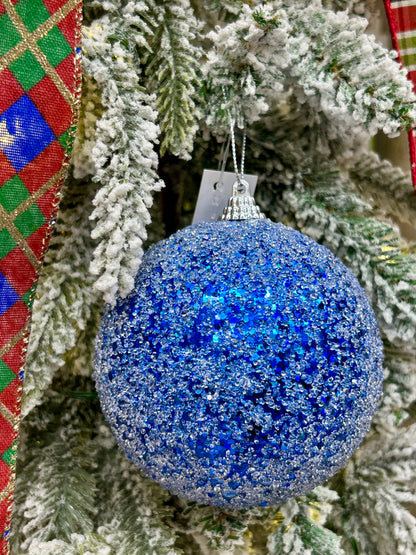 4 Inch Royal Blue Sequin Ball Ornament