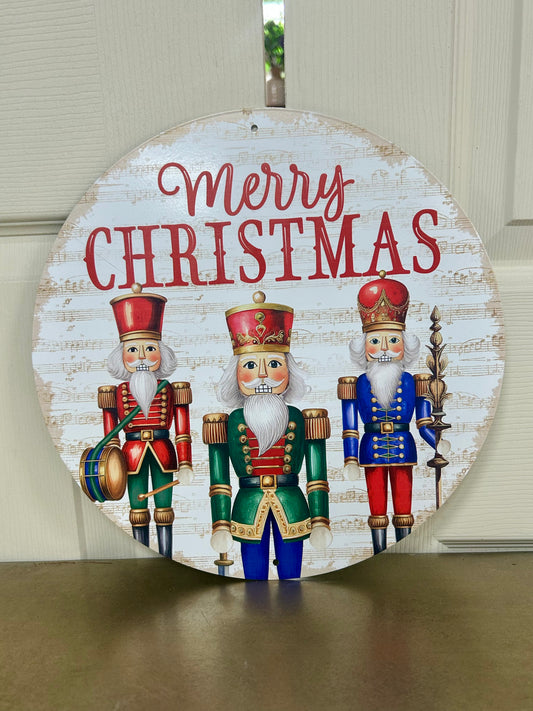 12 Inch Merry Christmas Nutcracker Metal Sign