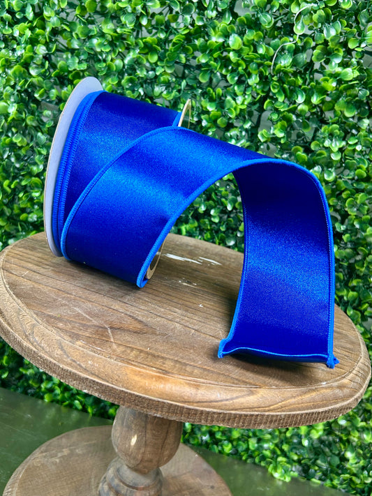 2.5 Inch By 10 Yard Royal Blue Satin Fused Ribbon