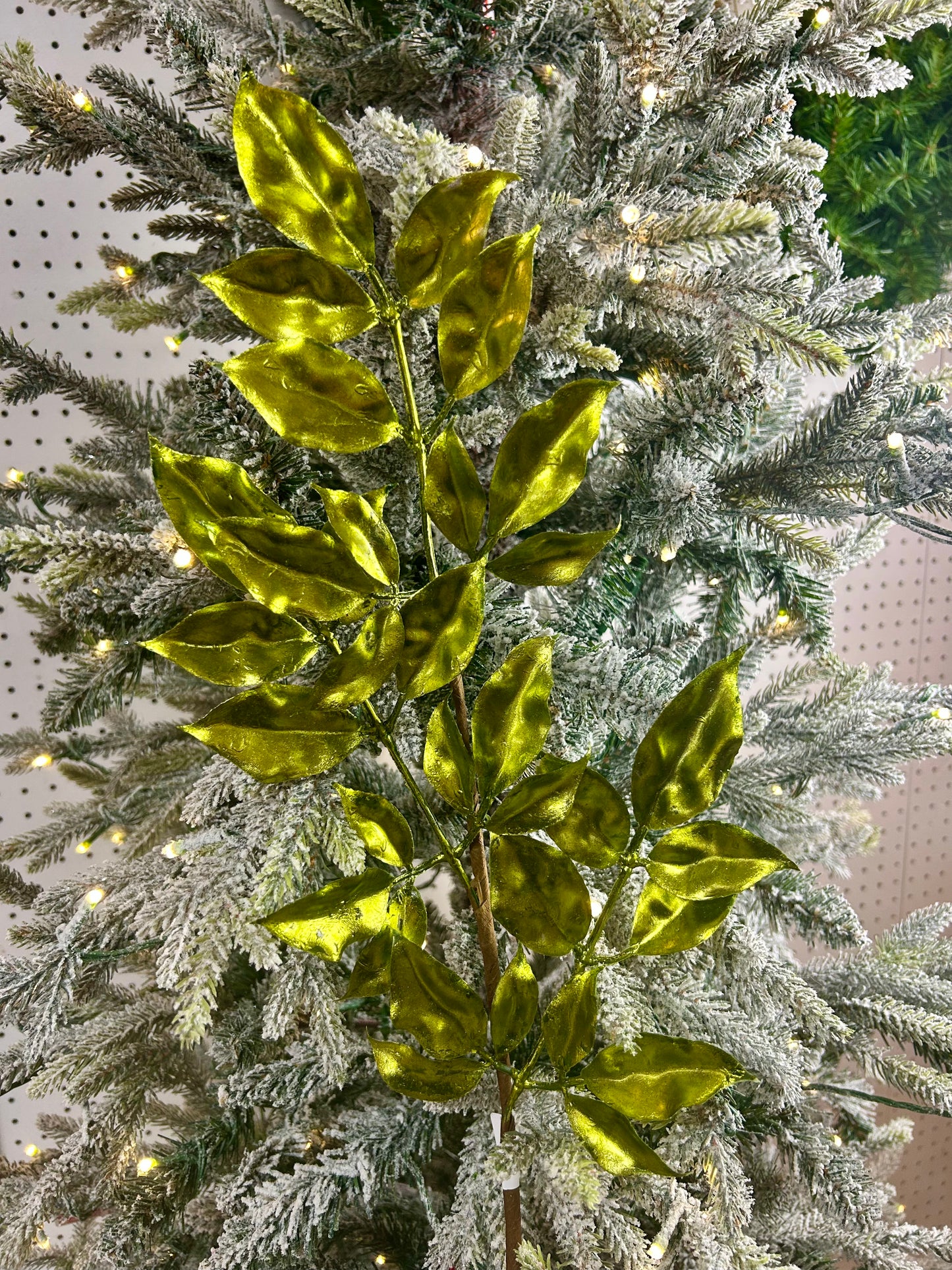 29 Inch Lime Green Metallic Leaf Spray