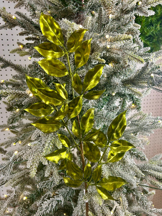 29 Inch Lime Green Metallic Leaf Spray