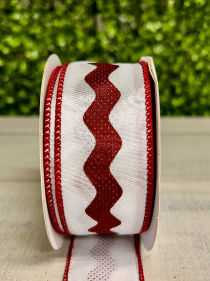 1.5 Inch By 10 Yard Maroon Ric Rac Satin Ribbon