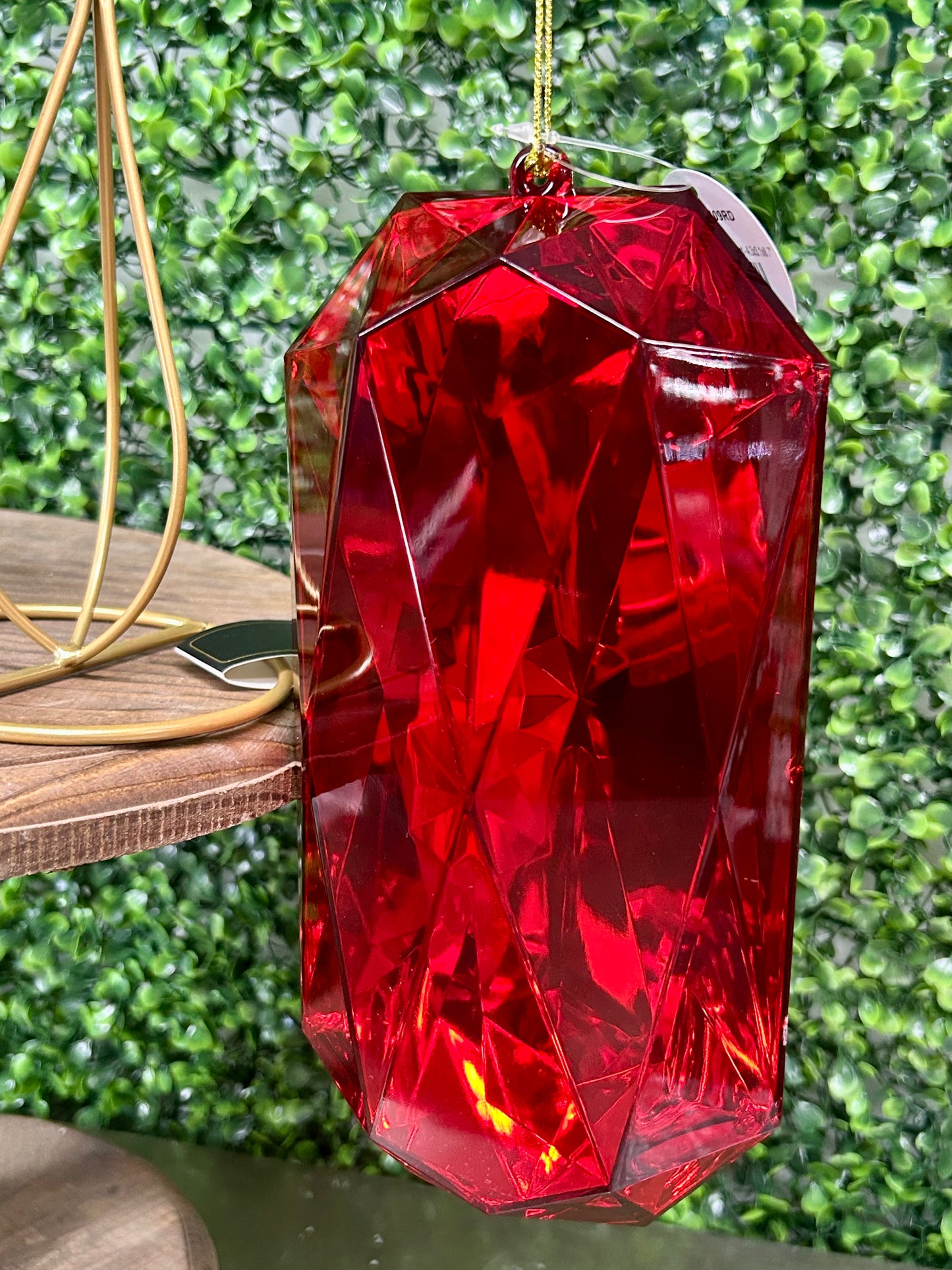 8 Inch Red Acrylic Rectangle Diamond Ornament