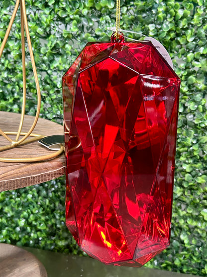 8 Inch Red Acrylic Rectangle Diamond Ornament