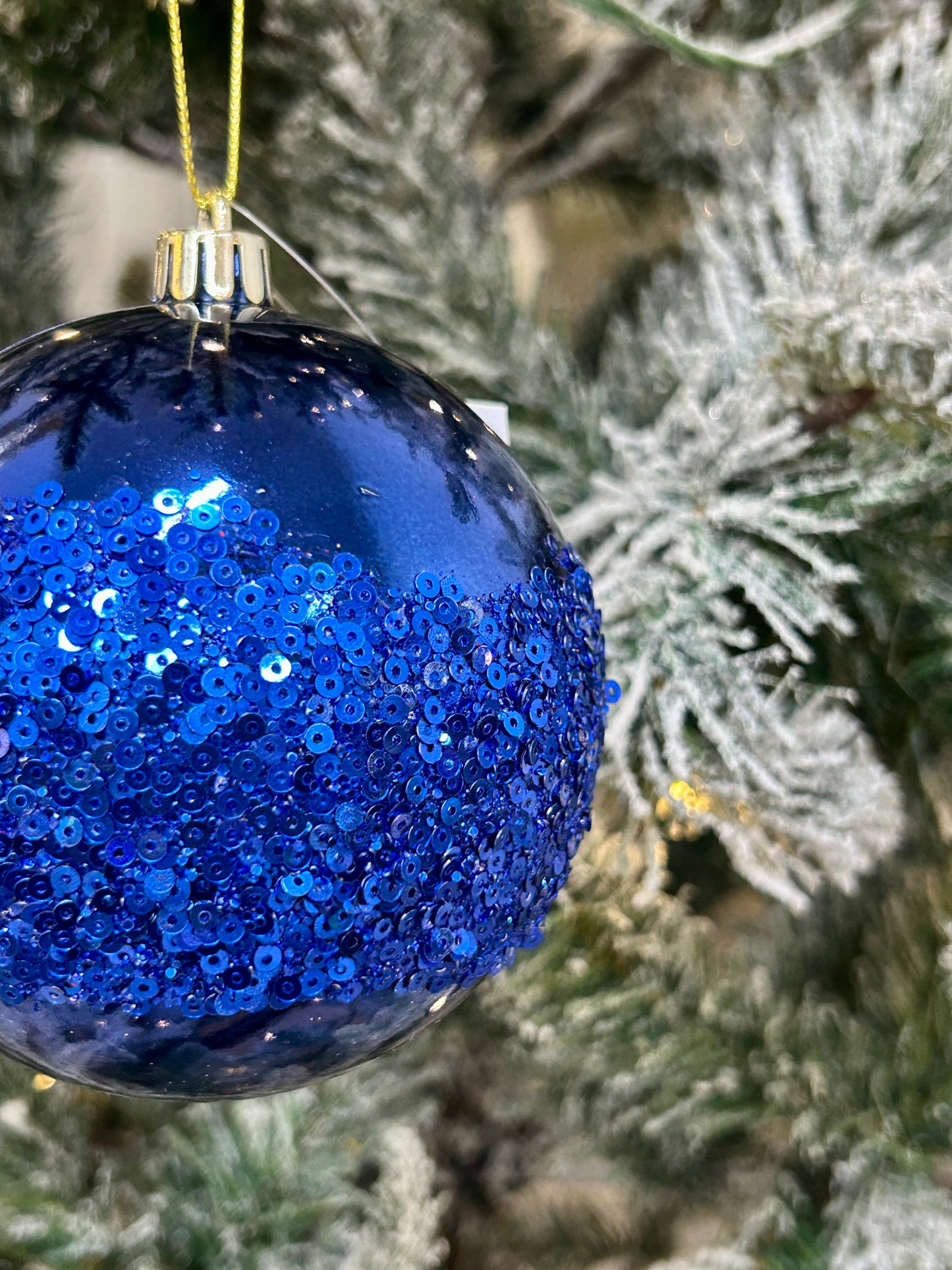 4 Inch Royal Blue Sequin Ball Ornament