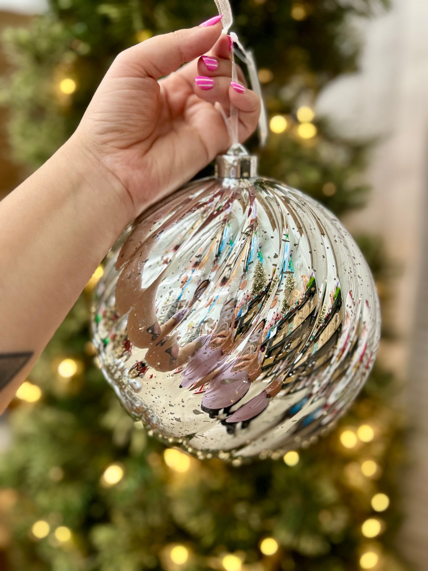 8 Inch Ball Ornament Silver