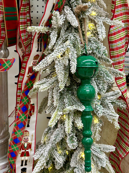 13 Inch Metal Red Green And Gold Bell Top Ornament Three Styles