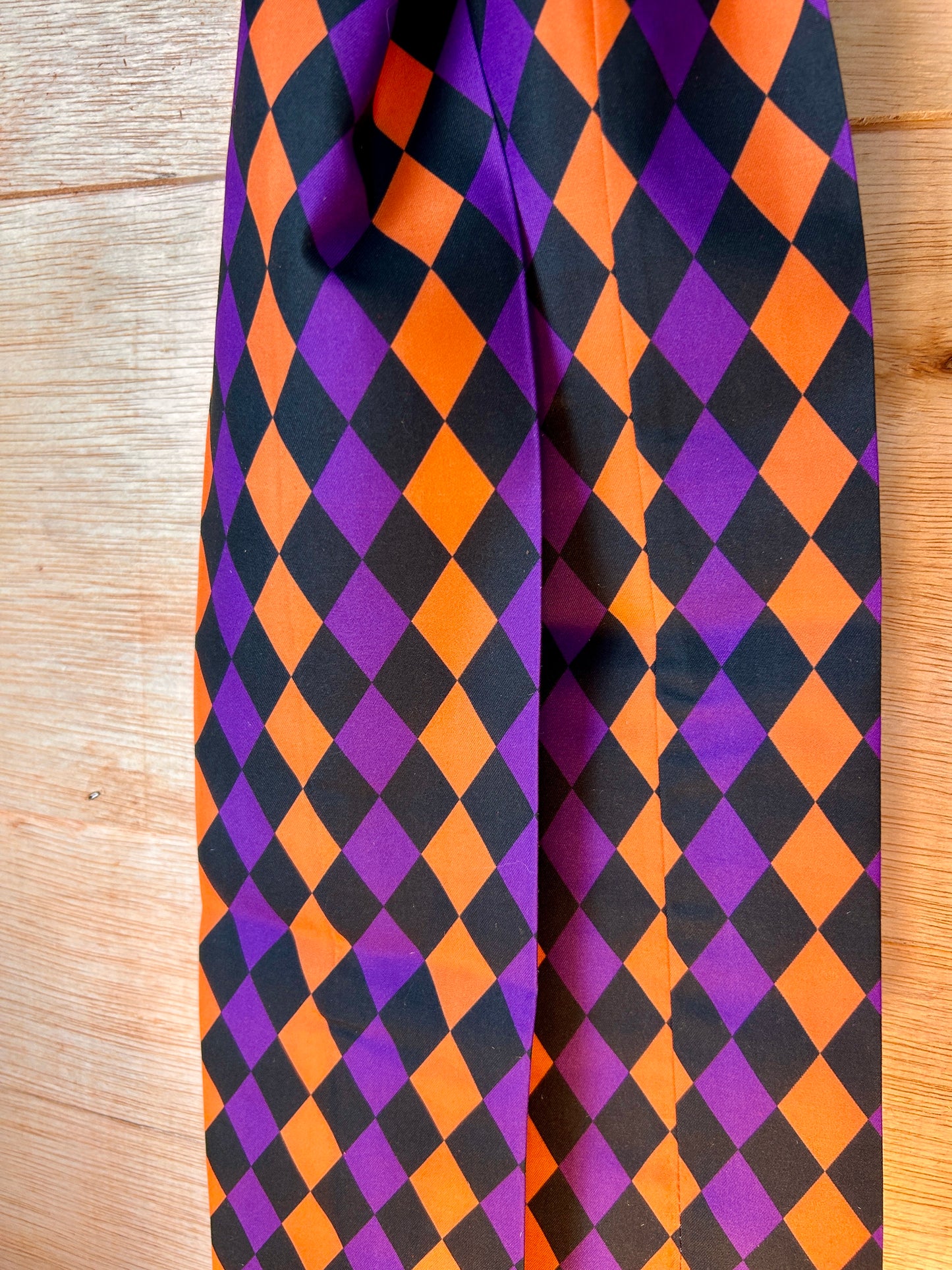 4 Inch By 56 Inch Purple Orange And Black Harlequin Wreath Sash