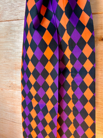 4 Inch By 56 Inch Purple Orange And Black Harlequin Wreath Sash