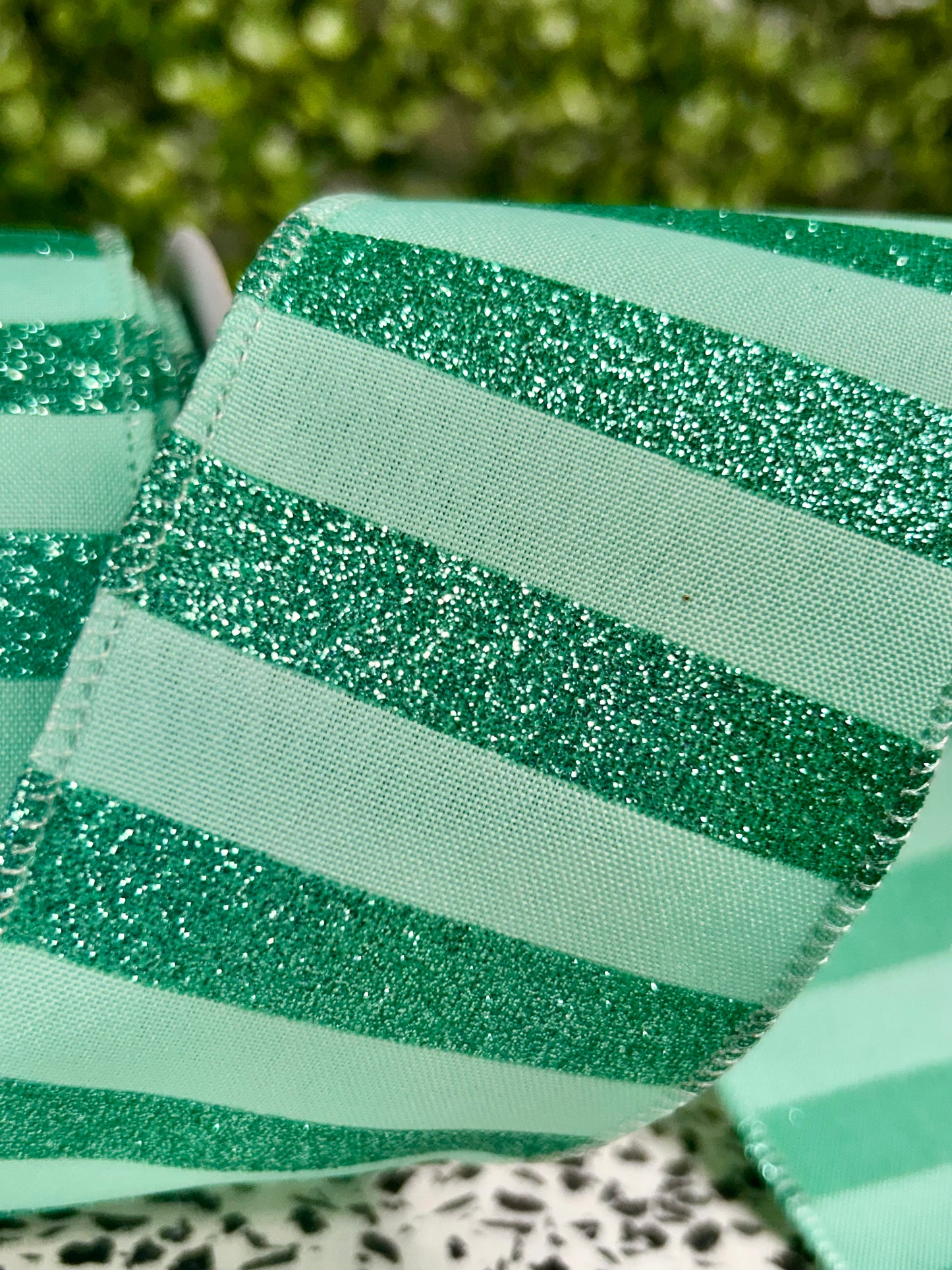 2.5 Inch By 10 Yard Mint Horizontal Glitter Stripes Ribbon