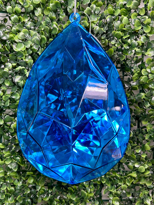 9 Inch Dark Blue Acrylic Rain Drop Diamond Ornament