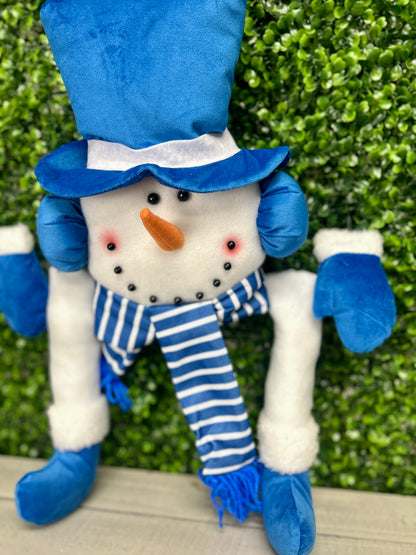 5 Piece 31 Inch Blue Snowman Decor Kit