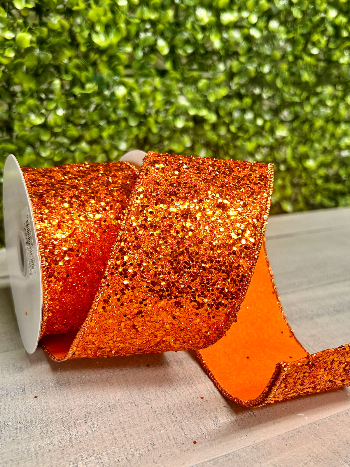 2.5 Inch By 10 Yard Orange Large Glitter Ribbon