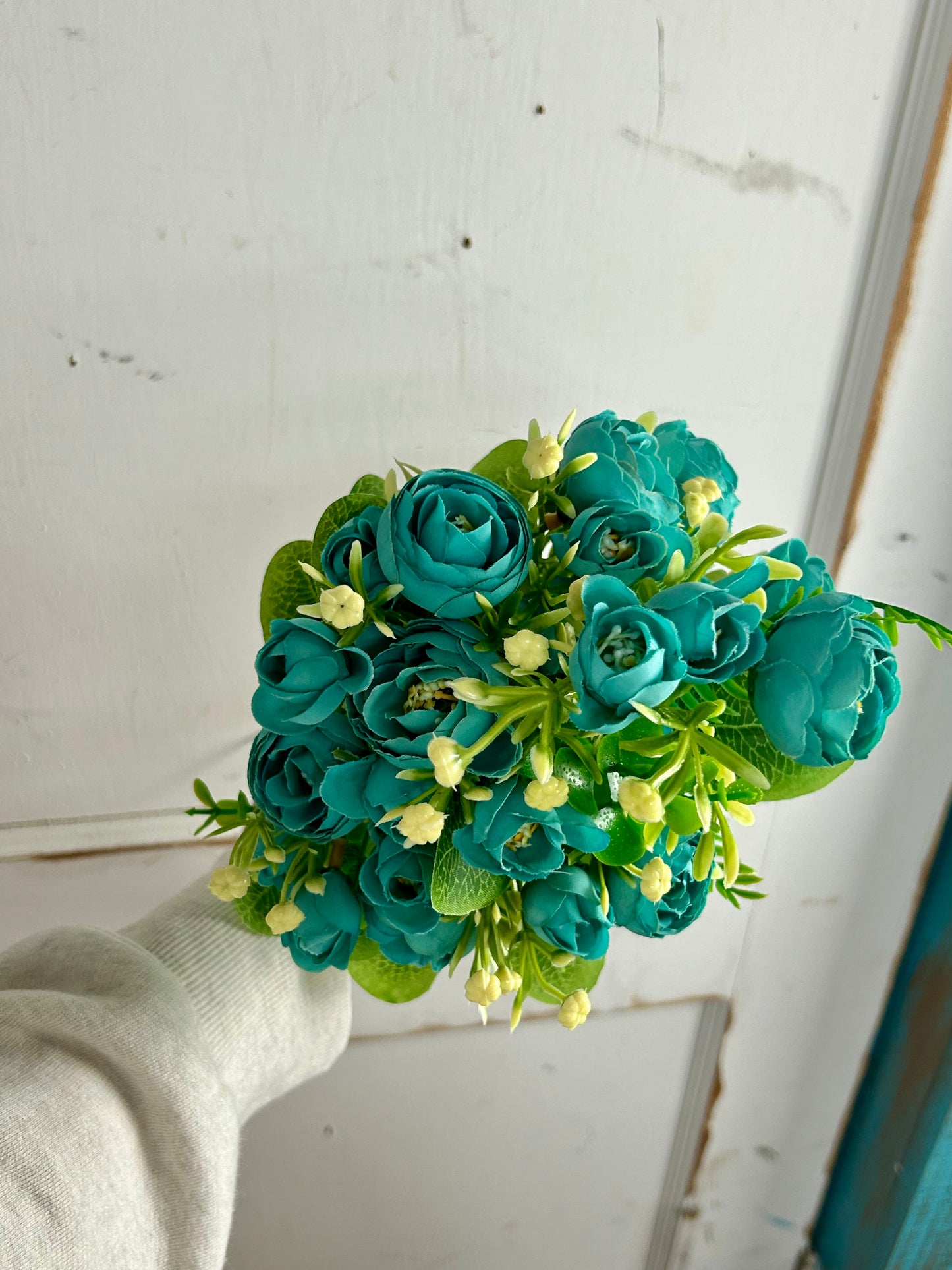 Teal Mini Ranunculus Bush