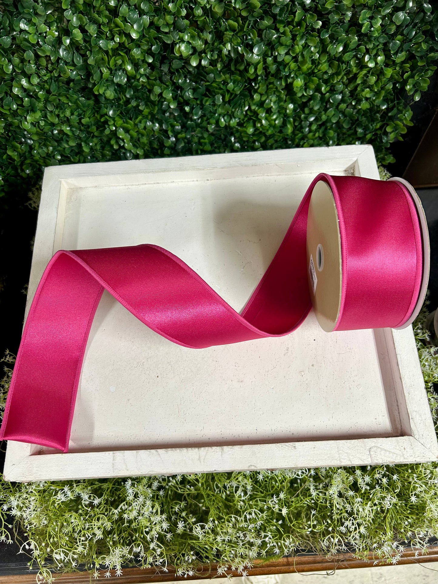 2.5 Inch By 10 Yard Hot Pink Satin Fused Ribbon