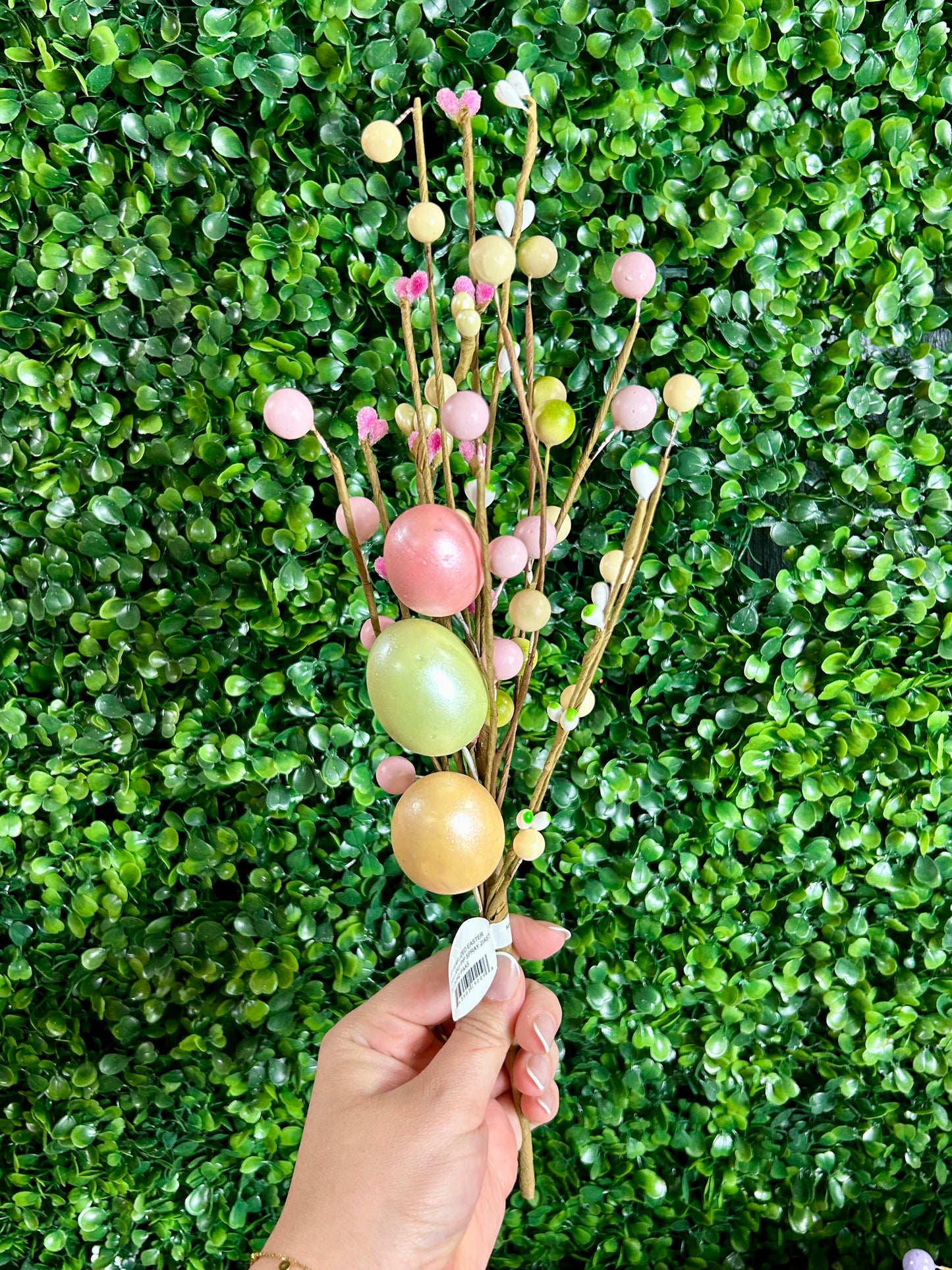 15 Inch Pearlized Easter Egg And Pip Spray