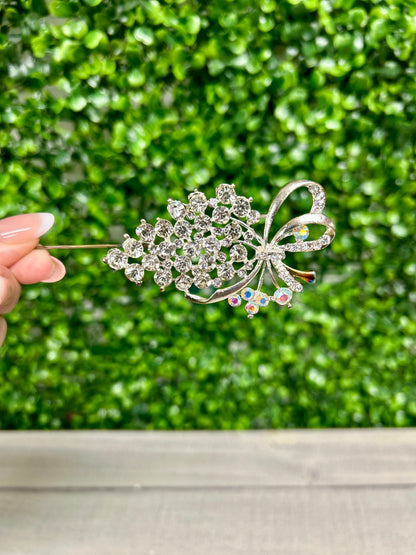 2.75 Inch Rhinestone Bouquet Floral Pin
