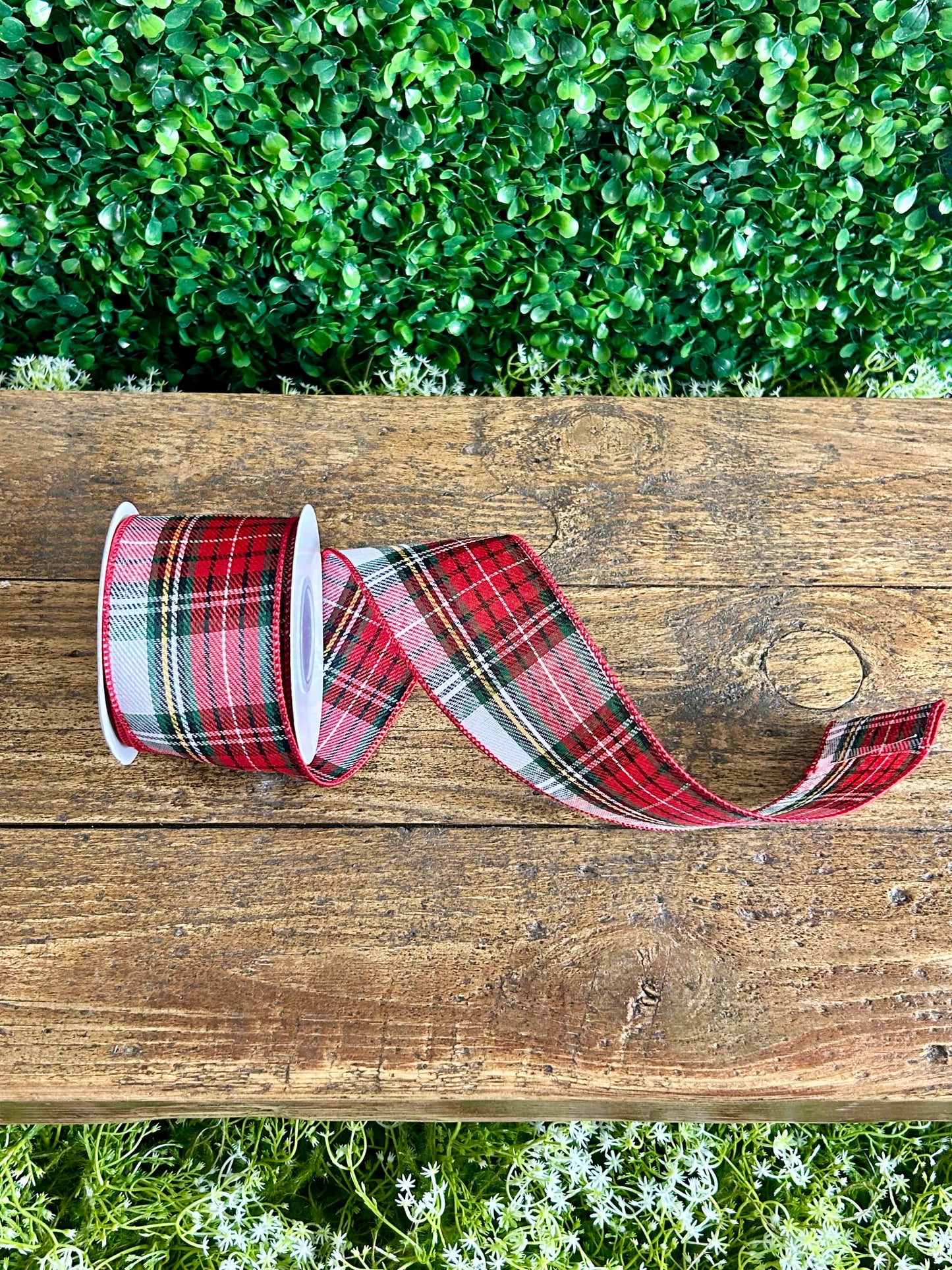 2.5 Inch By 10 Yard Spearmint Plaid Classic Twill Ribbon