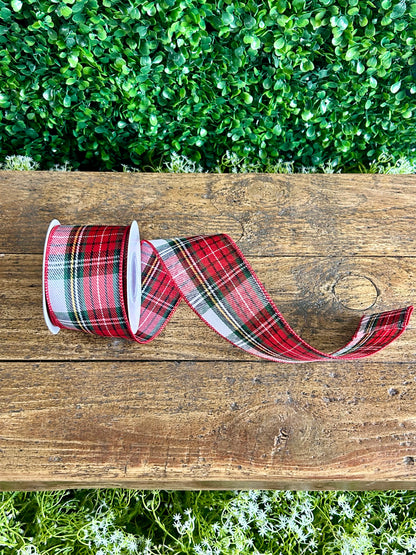 2.5 Inch By 10 Yard Spearmint Plaid Classic Twill Ribbon