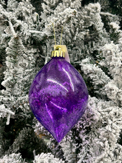 6 Inch Speckle Purple Teardrop Ornament