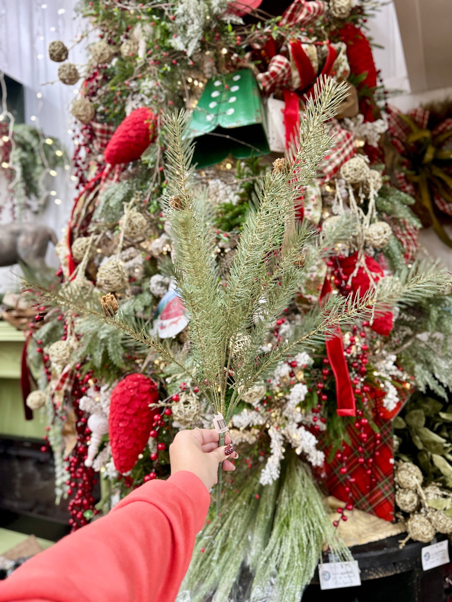 25 Inch Green Pine Bush With Small Pinecones