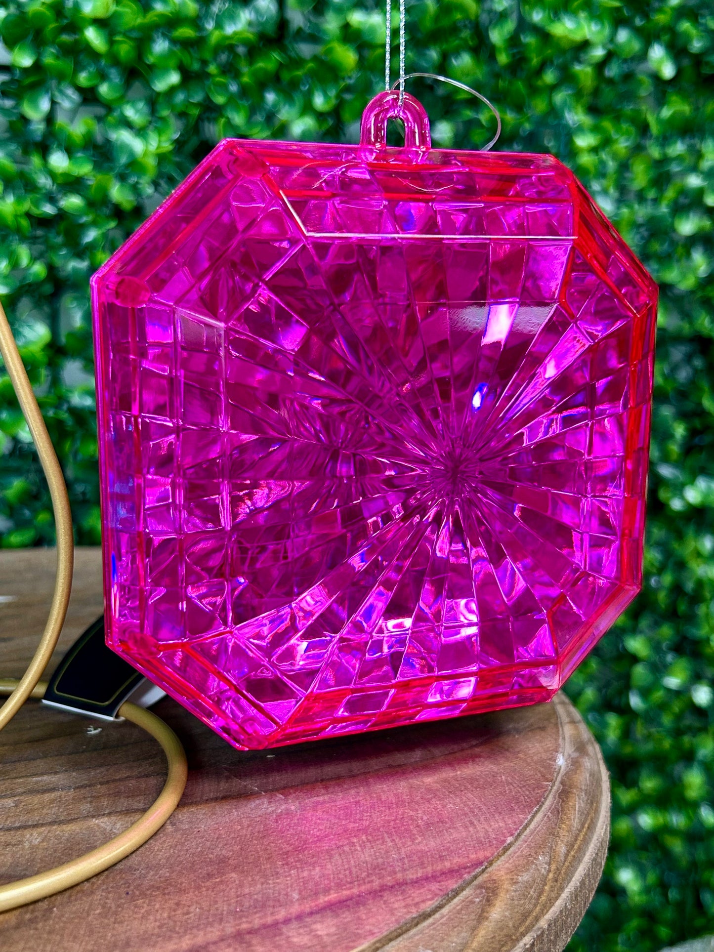 5 Inch Hot Pink Acrylic Square Diamond Ornament
