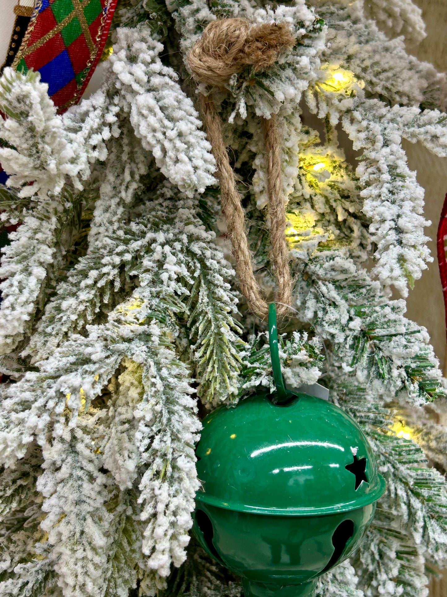 13 Inch Metal Red Green And Gold Bell Top Ornament Three Styles