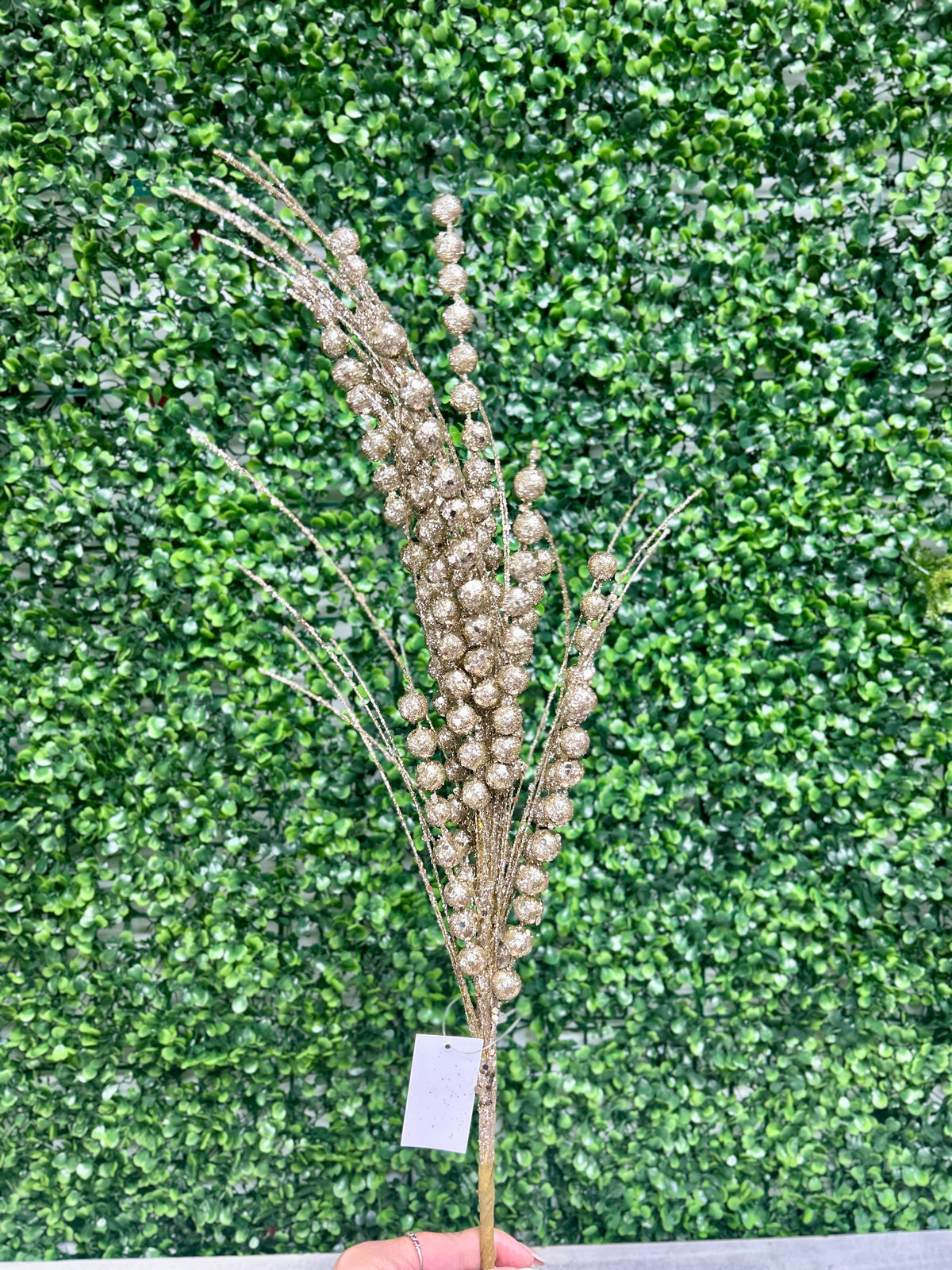 28 Inch Champagne Glitter Berry Spray