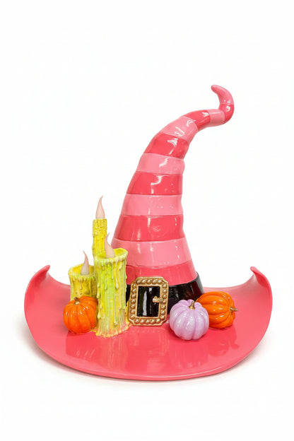 17 Inch Pink Witch Hat With LED Lights