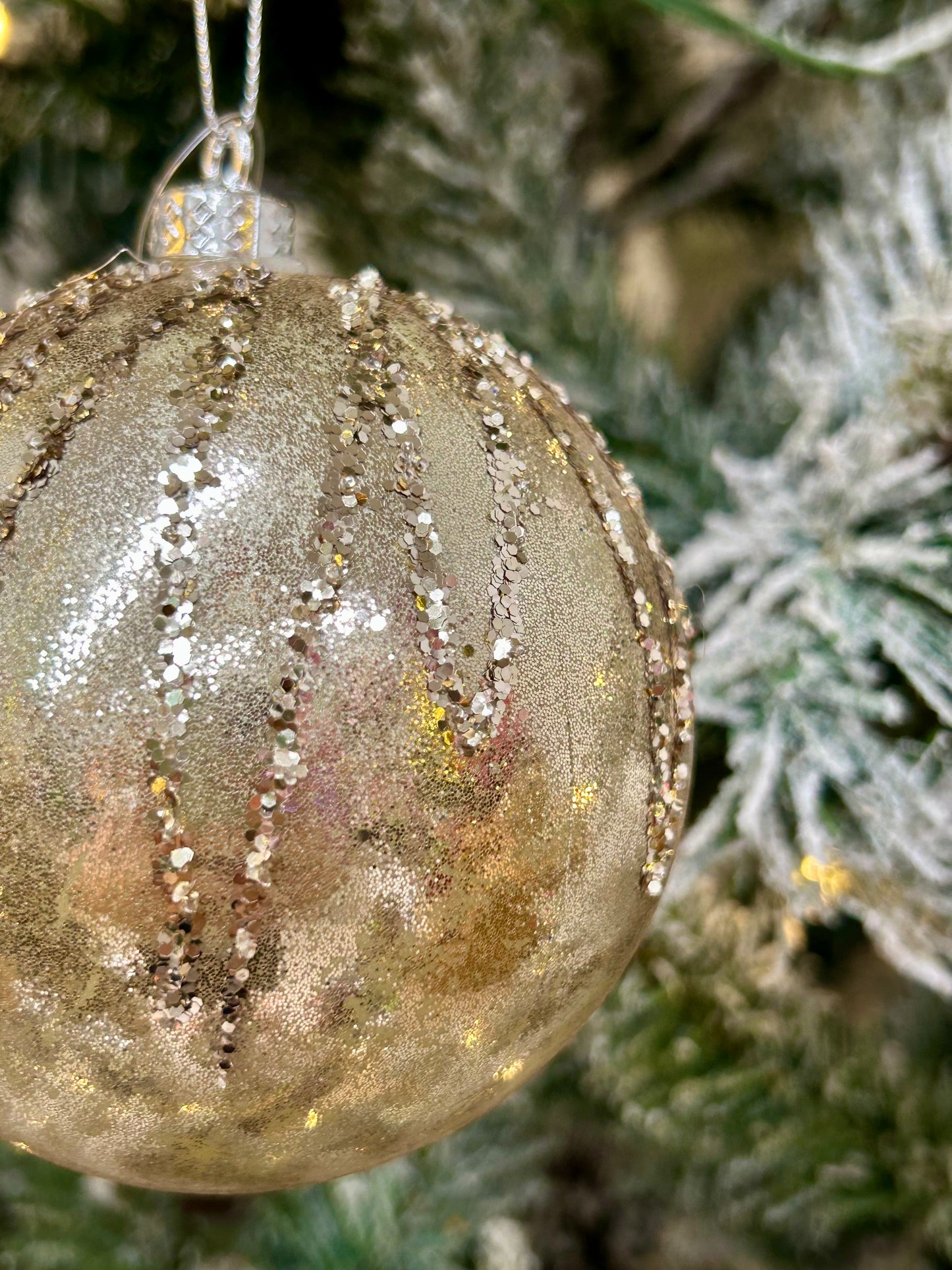 4 Inch Champagne Glitter Ball Ornament