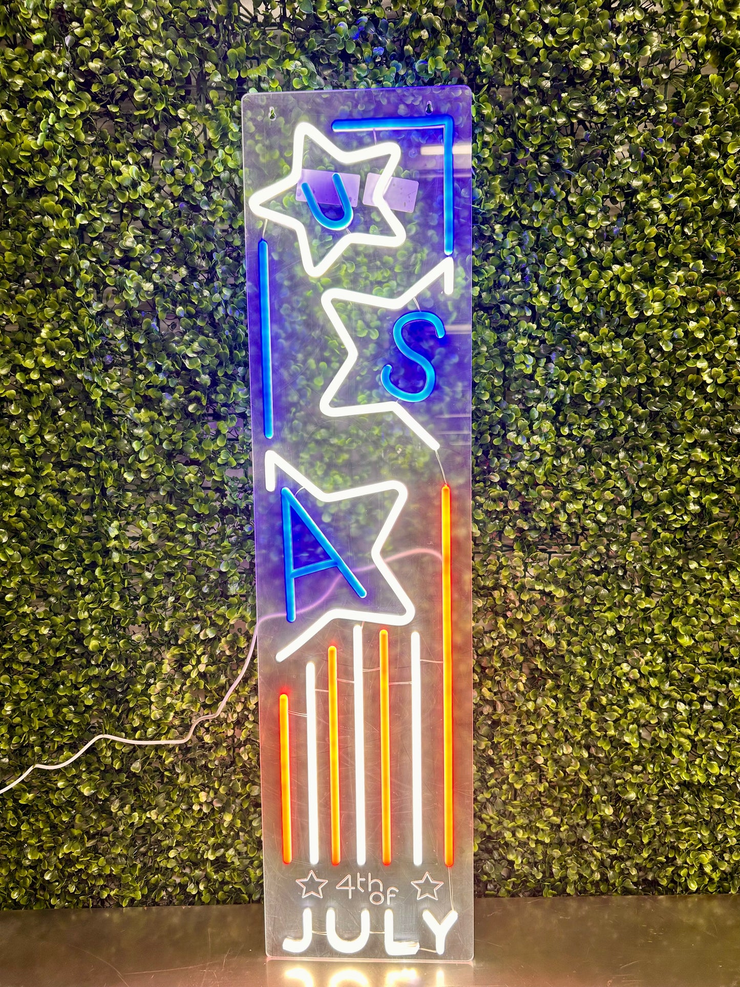 USA Neon Lighted Porch Leaner Sign