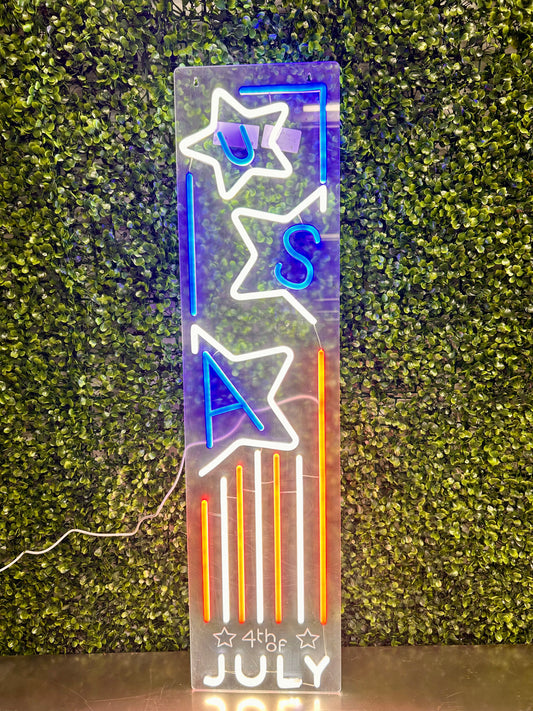 USA Neon Lighted Porch Leaner Sign