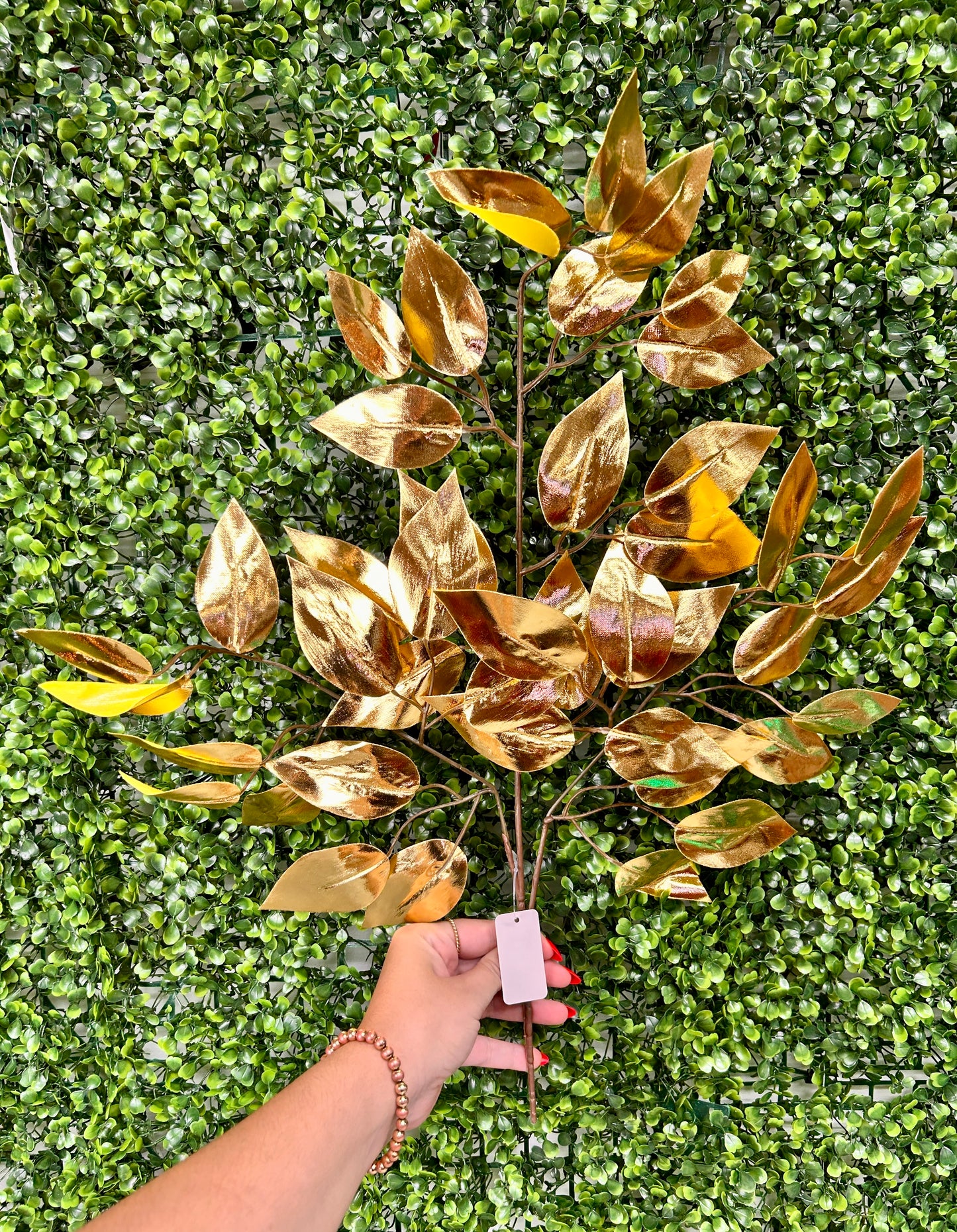 23 Inch Gold Metallic Ficus Spray