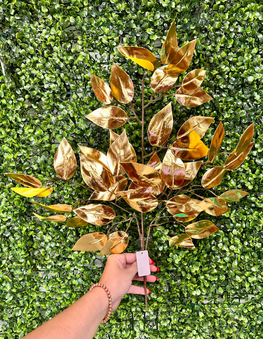 23 Inch Gold Metallic Ficus Spray