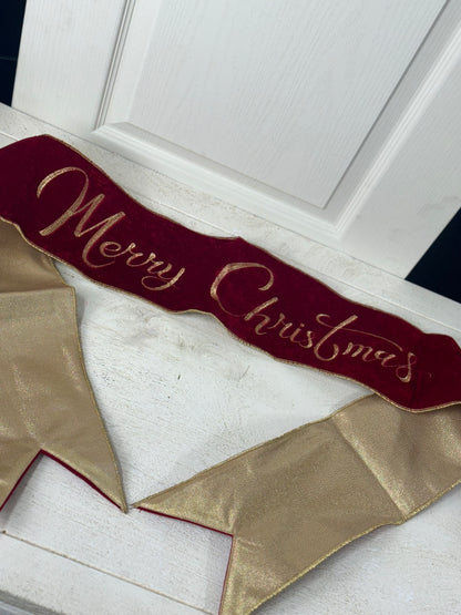 6 Inch By 70 Inch Red And Gold Merry Christmas Banner