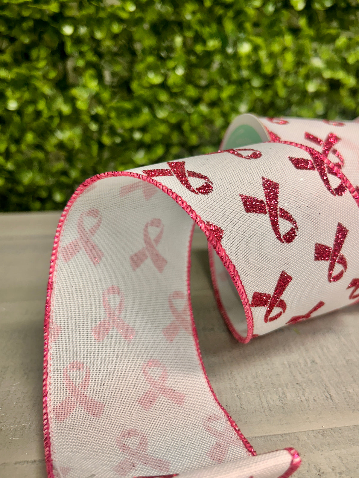 2.5 Inch By 10 Yard Pink Glitter Breast Cancer Ribbon