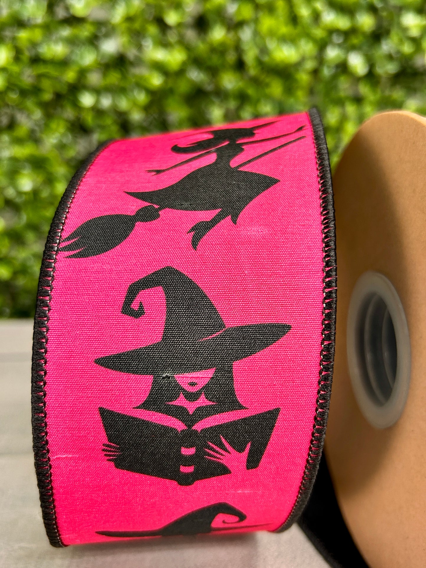 2.5 Inch By 10 Yard Pink And Black Witches With Black Backing Ribbon
