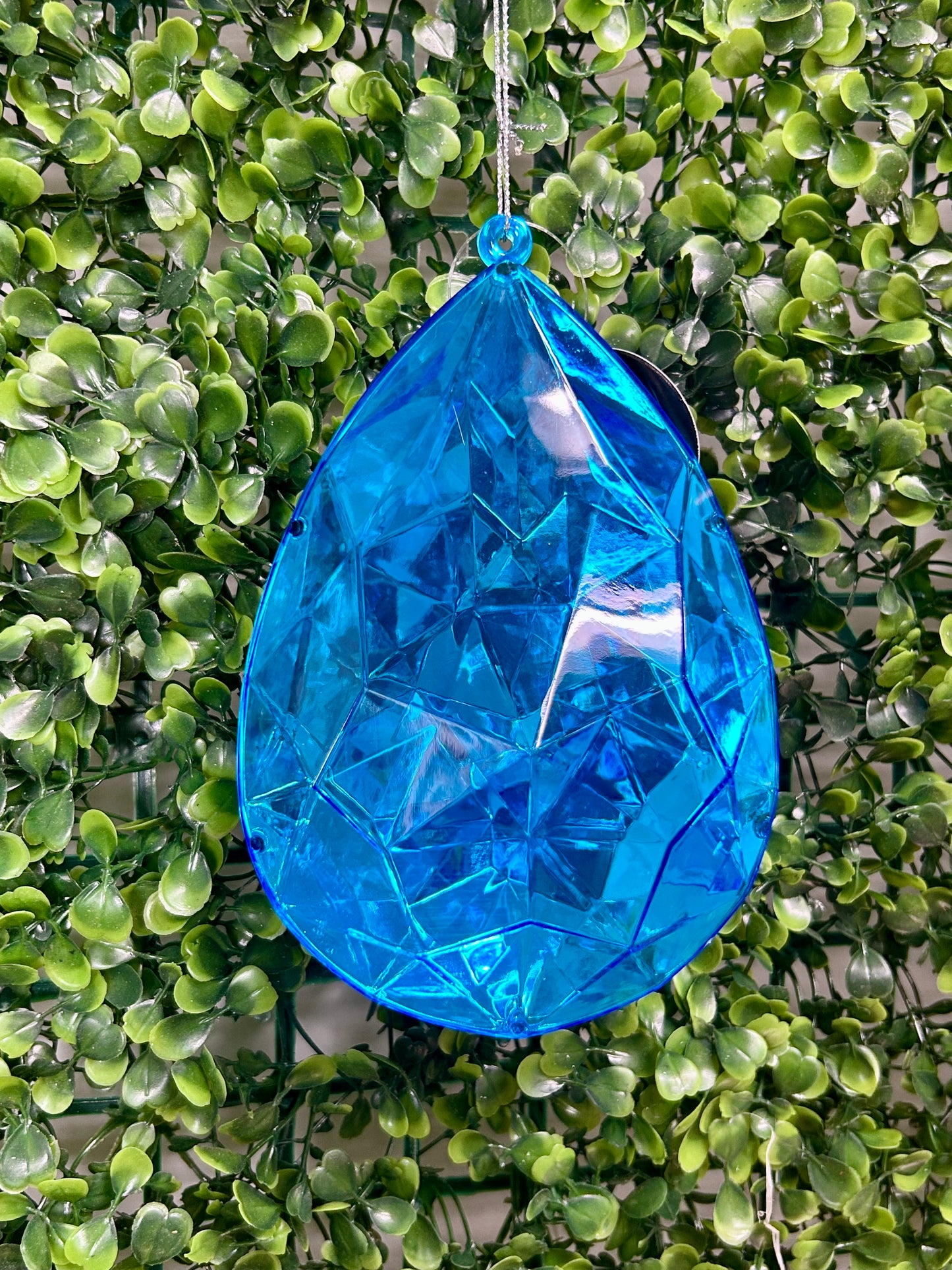 6 Inch Blue Acrylic Rain Drop Diamond Ornament