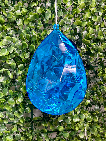 6 Inch Blue Acrylic Rain Drop Diamond Ornament