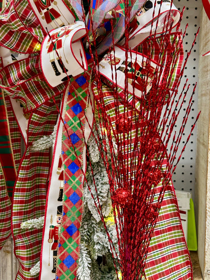 33 Inch Red Ball Pine Spray