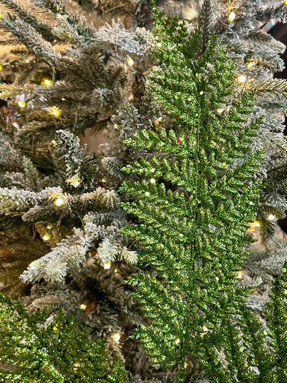 32 Inch Green Shimmery Glitter Fern Spray