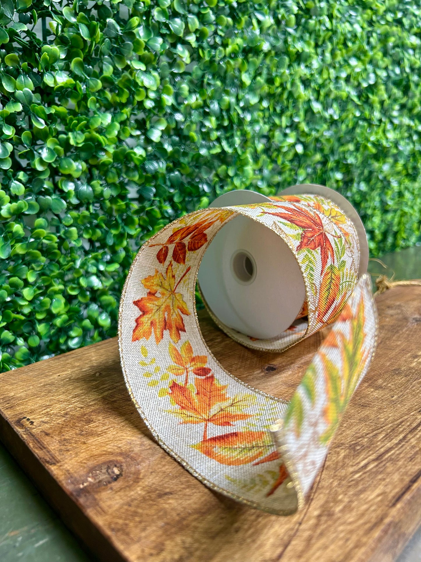 2.5 Inch By 10 Yard Glitter Fall Leaf Ribbon