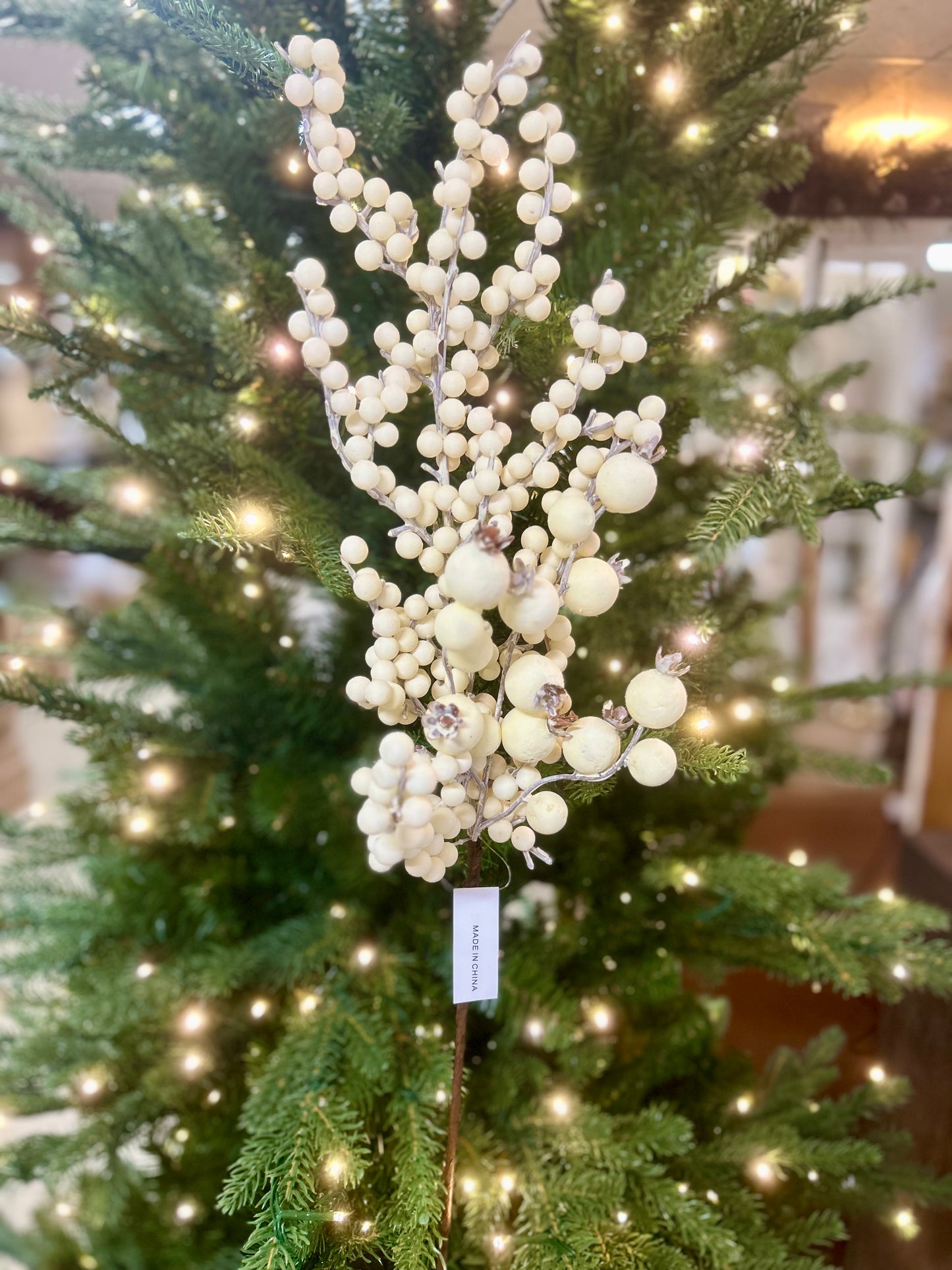 24 Inch White Berry Spray