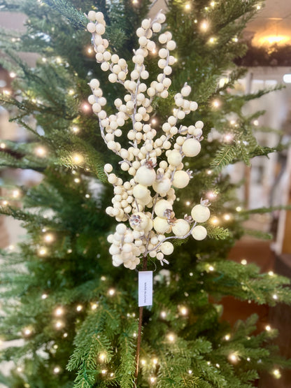 24 Inch White Berry Spray