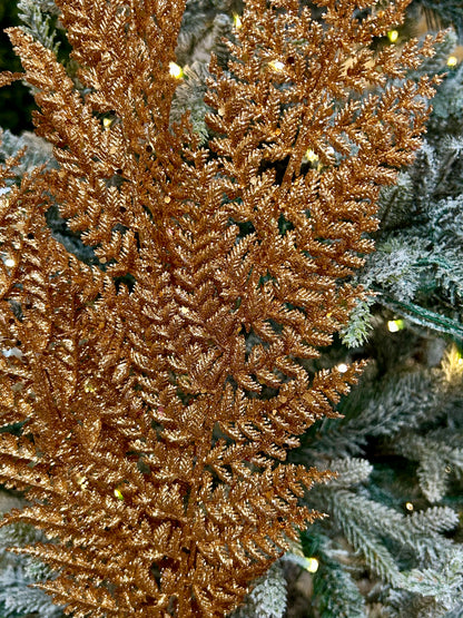 32 Inch Copper Shimmery Glitter Fern Spray