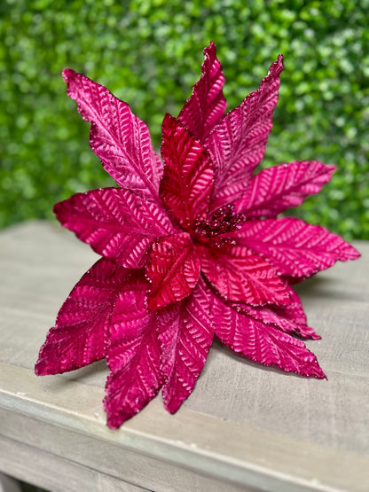 20.5 Inch Dark Pink Poinsettia Stem
