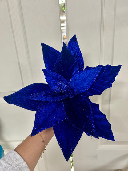 22 Inch Royal Blue Velvet Poinsettia