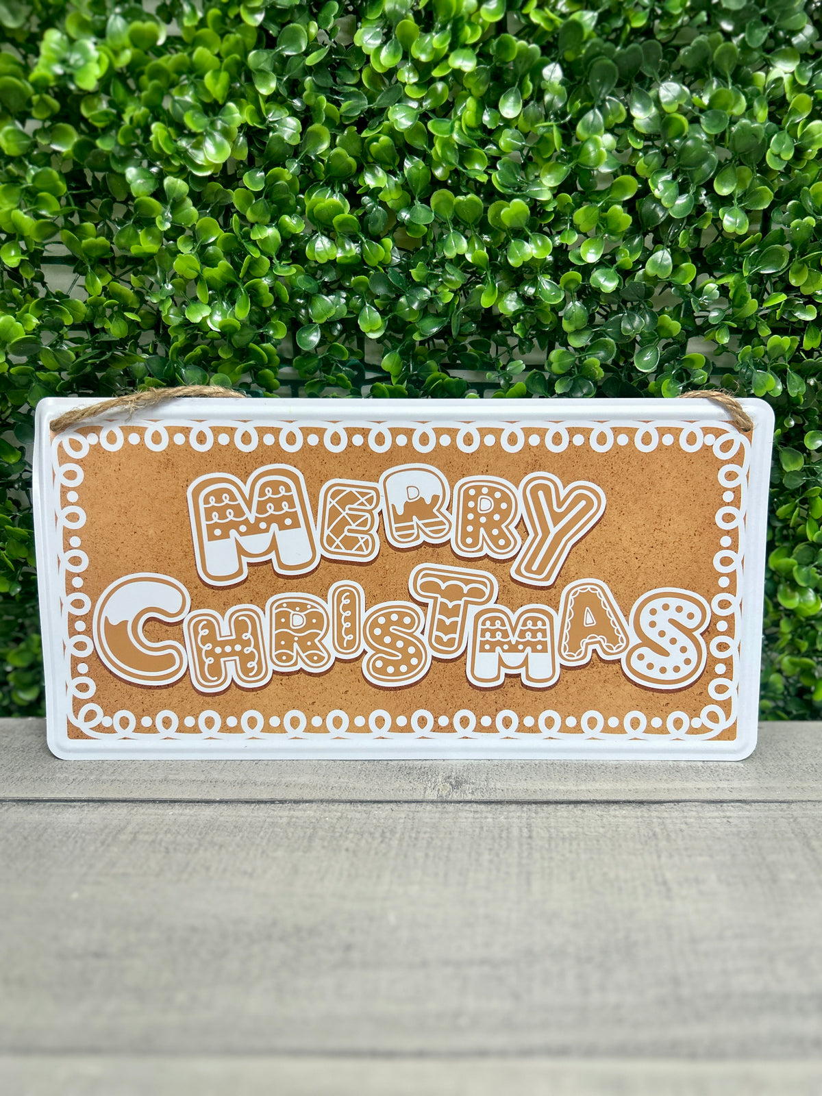 12 Inch Tan Merry Christmas Gingerbread Sign